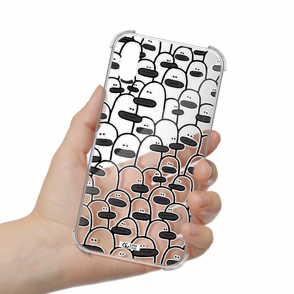 a group of white and black cartoon characters Apple iPhone X Clear PC Case