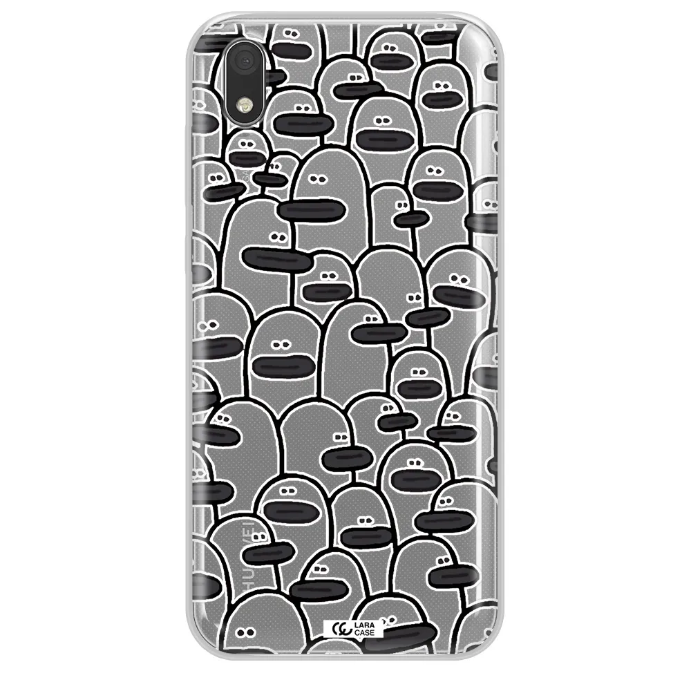 a group of white and black cartoon characters Huawei Honor 8S Clear TPU Case