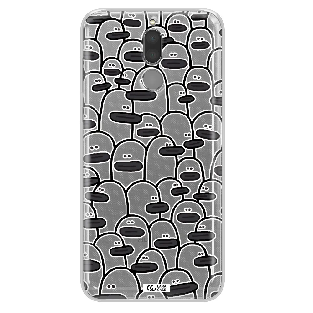 a group of white and black cartoon characters Huawei Mate 10 Lite Clear TPU Case