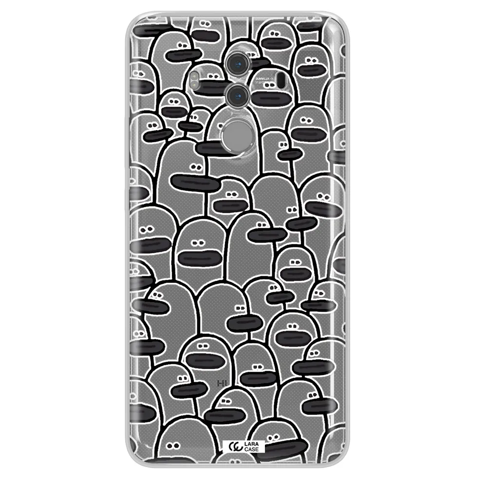 a group of white and black cartoon characters Huawei Mate 10 Pro Clear TPU Case