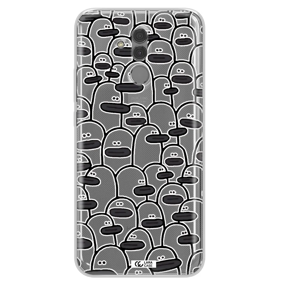 a group of white and black cartoon characters Huawei Mate 20 Lite Clear TPU Case