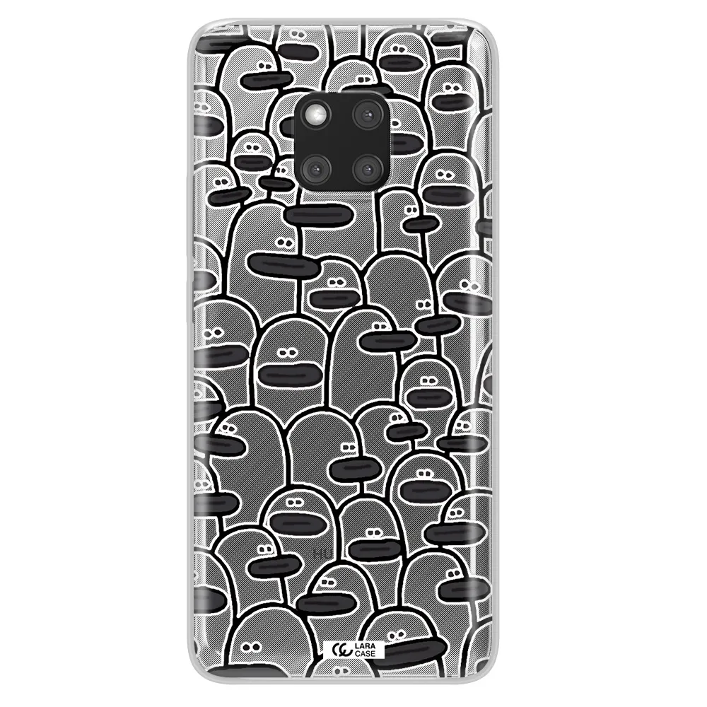 a group of white and black cartoon characters Huawei Mate 20 Pro Clear TPU Case