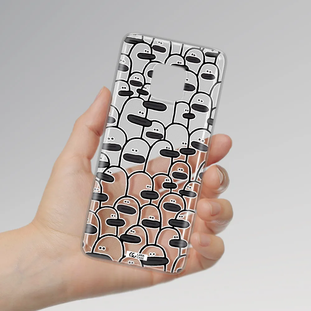 a group of white and black cartoon characters Huawei Mate 20 Pro Clear TPU Case