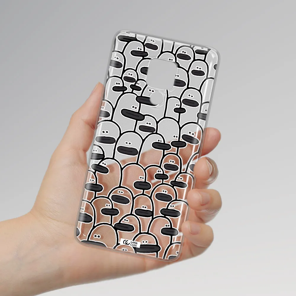 a group of white and black cartoon characters Huawei Mate 20X Clear TPU Case