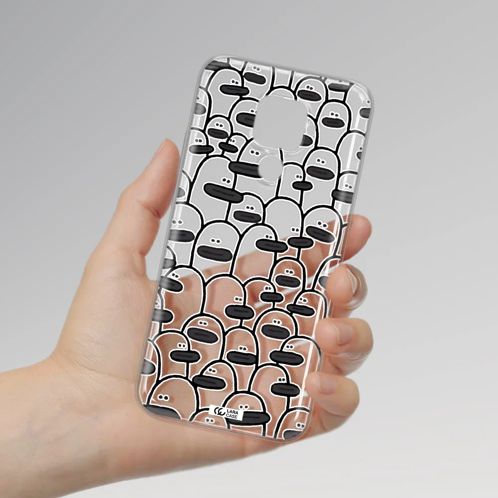 a group of white and black cartoon characters Huawei Mate 30 Lite Clear TPU Case