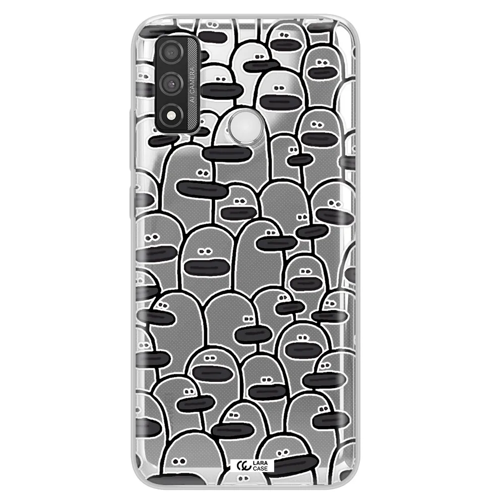 a group of white and black cartoon characters Huawei P Smart 2020 Clear TPU Case