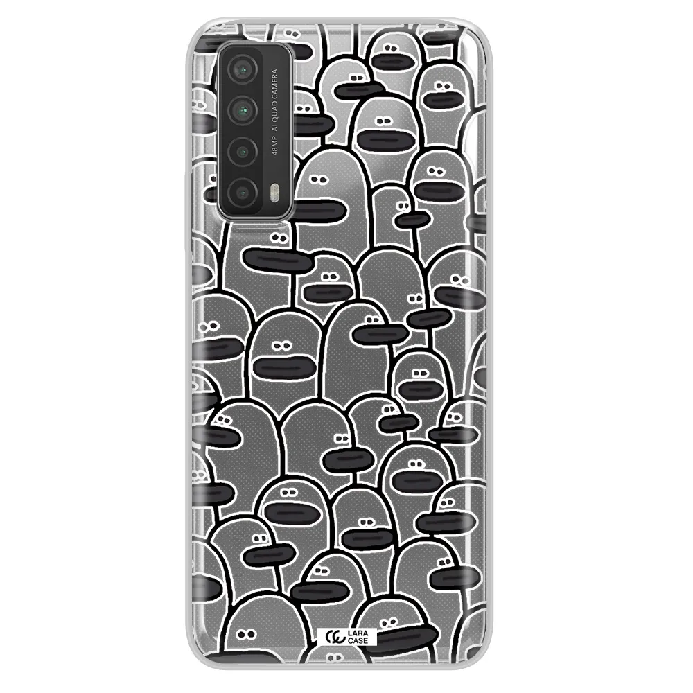 a group of white and black cartoon characters Huawei P Smart 2021 Clear TPU Case