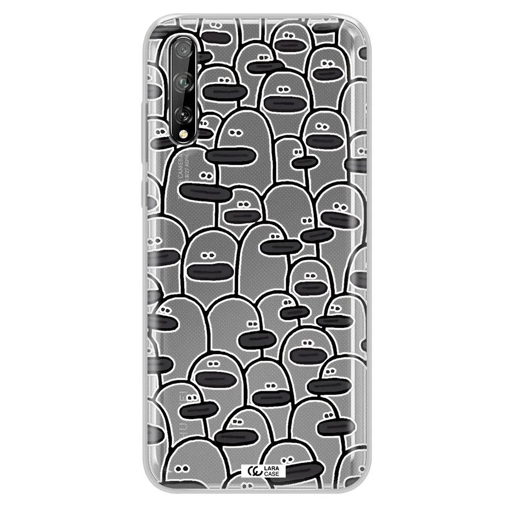 a group of white and black cartoon characters Huawei P Smart S Clear TPU Case