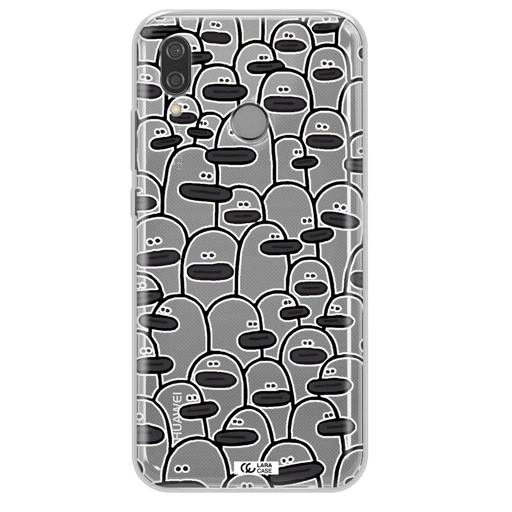 a group of white and black cartoon characters Huawei P20 Lite Clear TPU Case