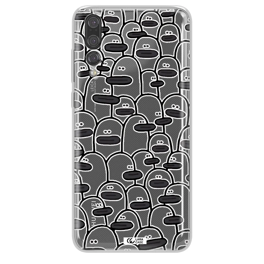 a group of white and black cartoon characters Huawei P20 Pro Clear TPU Case
