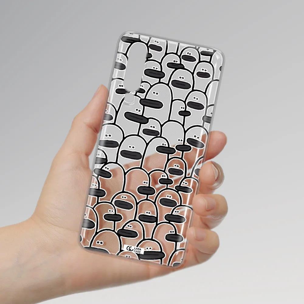 a group of white and black cartoon characters Huawei P30 Clear TPU Case