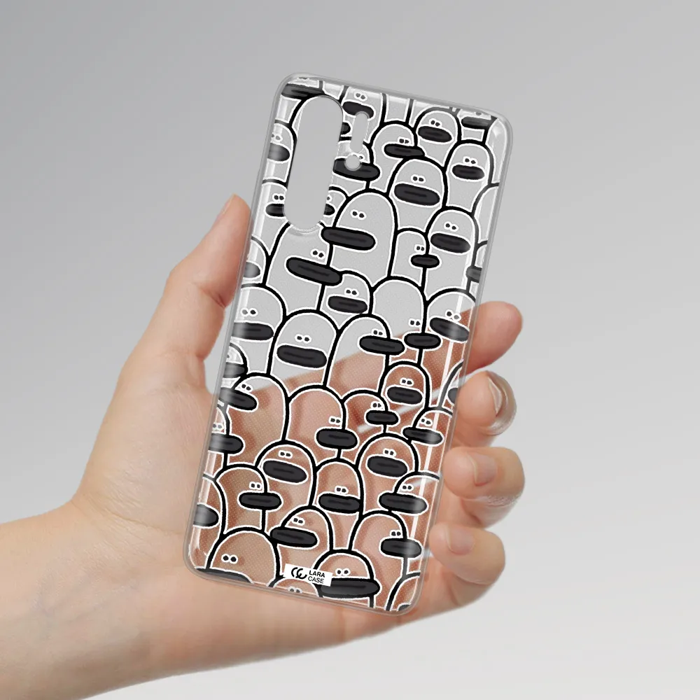 a group of white and black cartoon characters Huawei P30 Pro Clear TPU Case