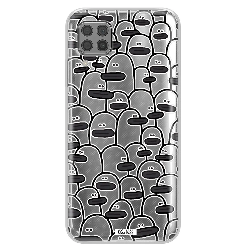 a group of white and black cartoon characters Huawei P40 Lite Clear TPU Case