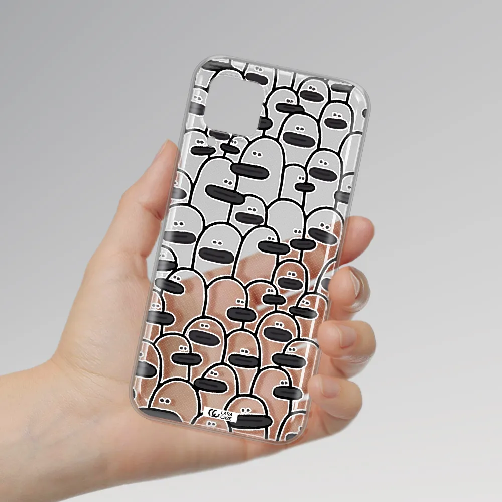 a group of white and black cartoon characters Huawei P40 Lite Clear TPU Case