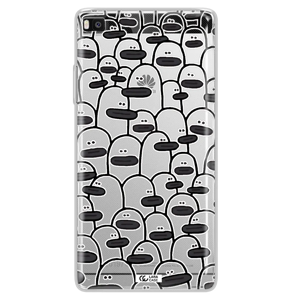 a group of white and black cartoon characters Huawei P8 Clear TPU Case