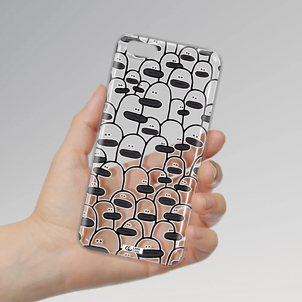 a group of white and black cartoon characters Huawei Y5 2018 Clear TPU Case