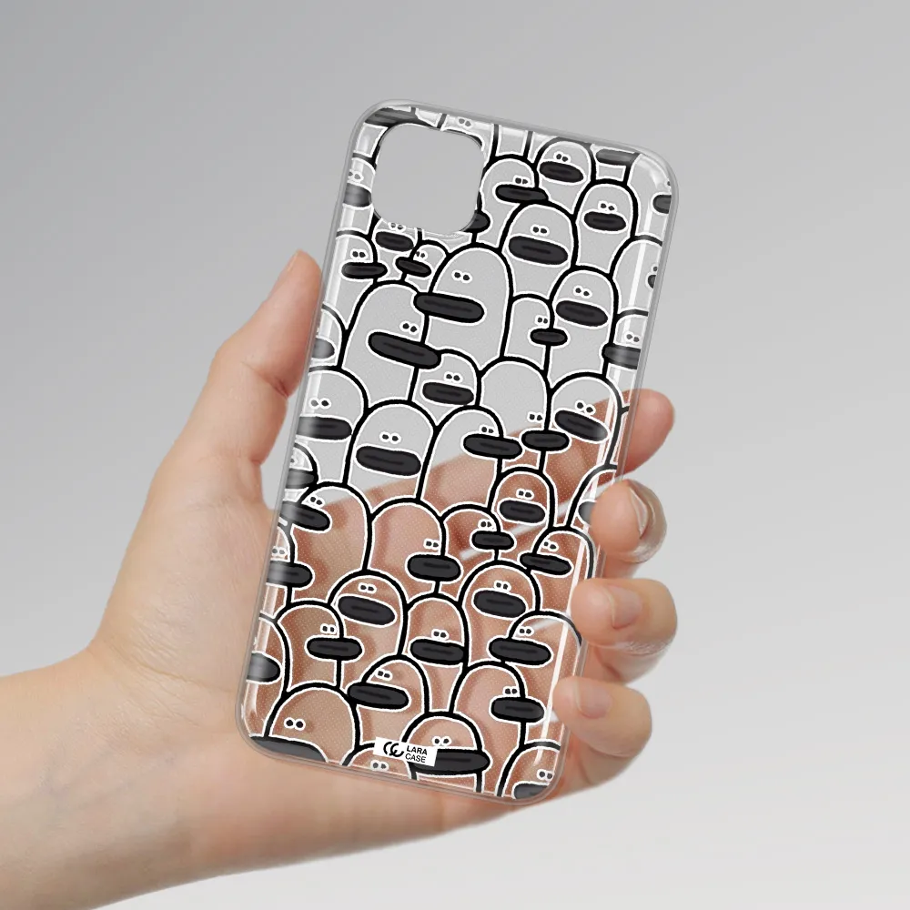 a group of white and black cartoon characters Huawei Y5P Clear TPU Case