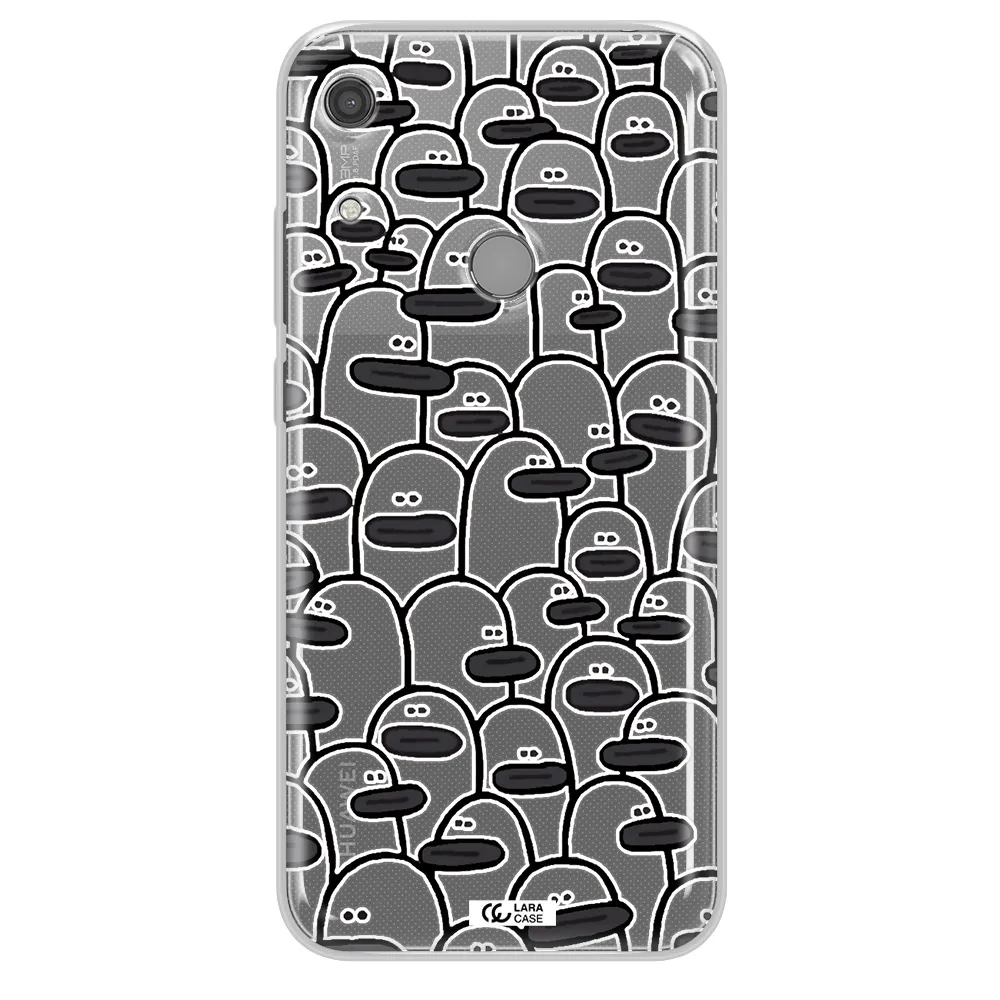 a group of white and black cartoon characters Huawei Y6S Clear TPU Case