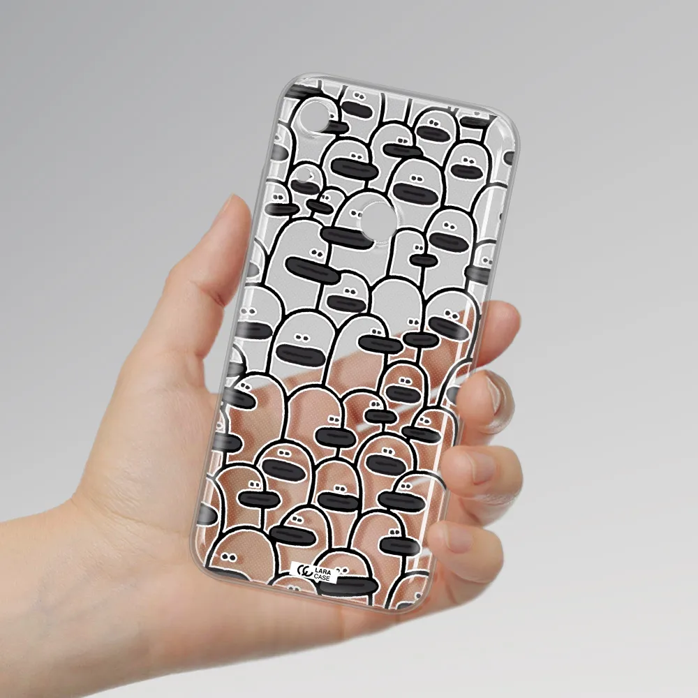 a group of white and black cartoon characters Huawei Y6S Clear TPU Case