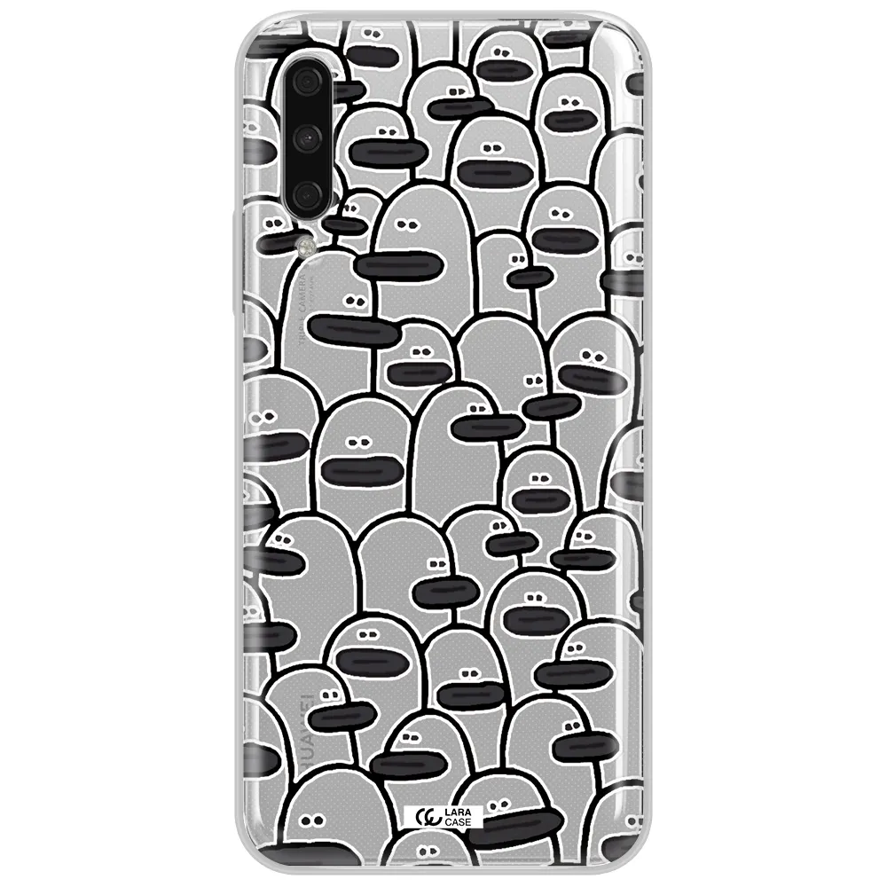 A Group Of White And Black Cartoon Characters Huawei Y9S Clear Tpu Case