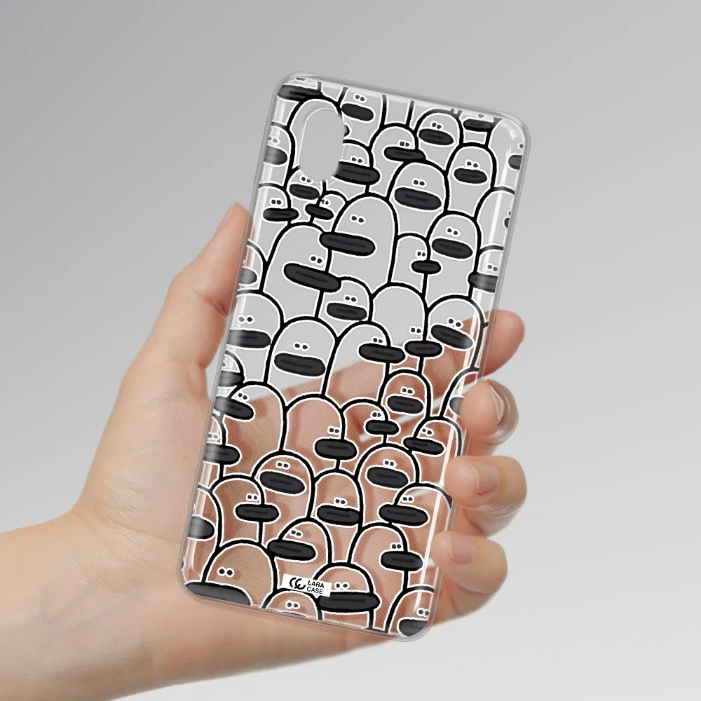 A Group Of White And Black Cartoon Characters Samsung A01 Core Clear Tpu Case