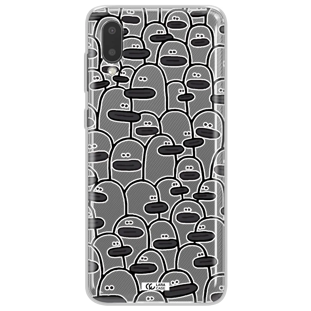 a group of white and black cartoon characters Samsung A02 Clear TPU Case