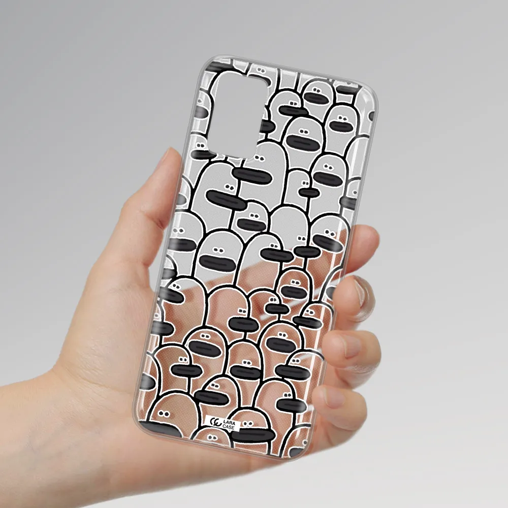 a group of white and black cartoon characters Samsung A03S Clear TPU Case