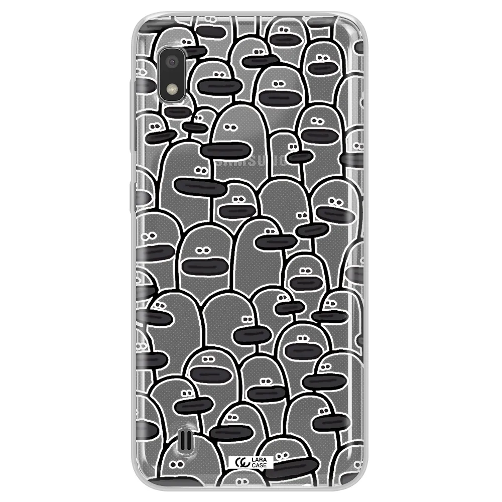 a group of white and black cartoon characters Samsung A10 Clear TPU Case