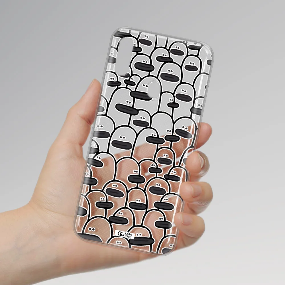 a group of white and black cartoon characters Samsung A11 Clear TPU Case