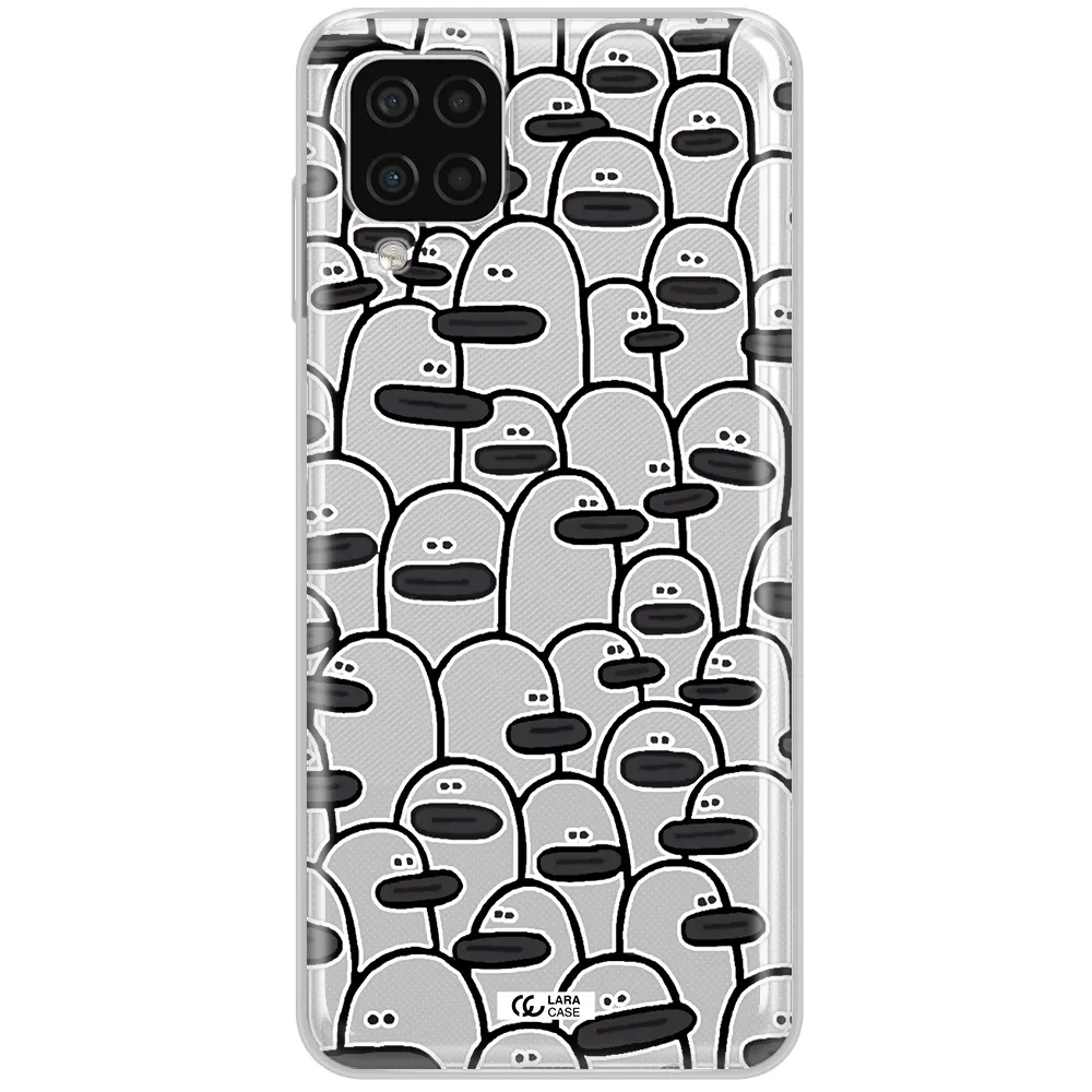 a group of white and black cartoon characters Samsung A12 4g Clear TPU Case