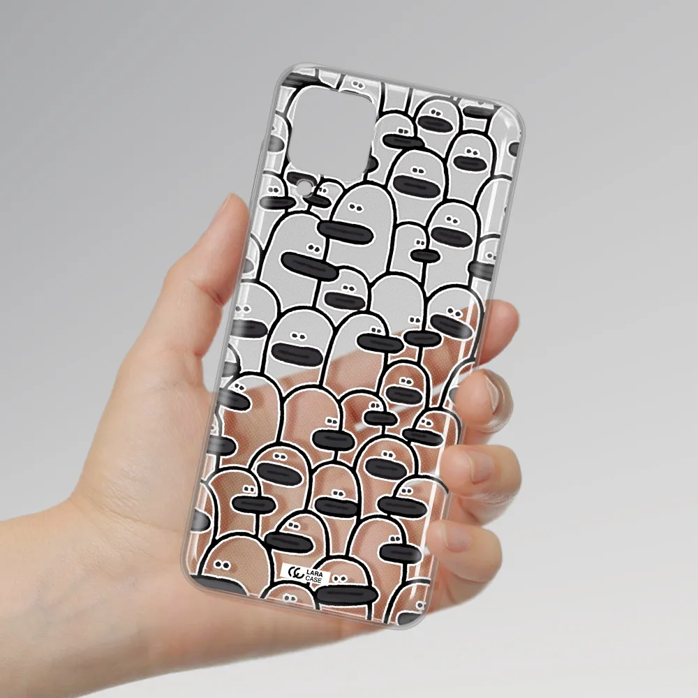 a group of white and black cartoon characters Samsung A12 4g Clear TPU Case