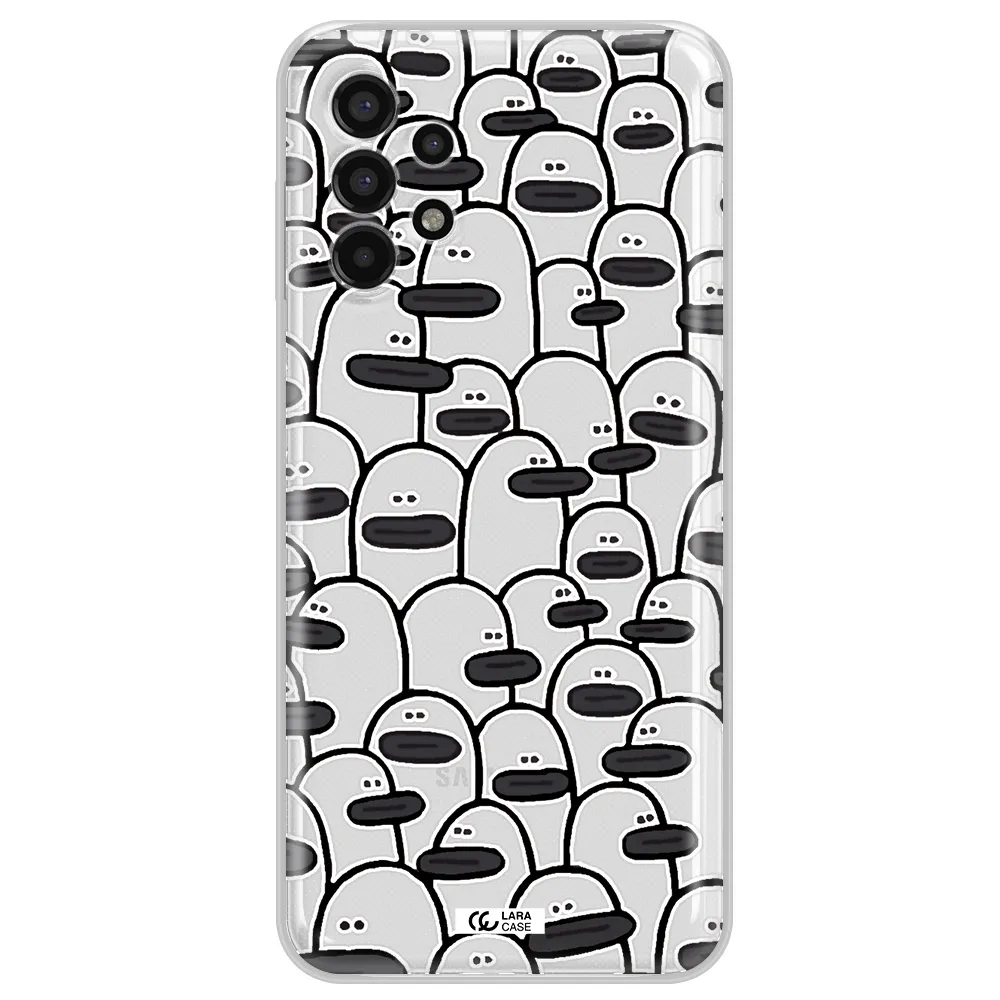 a group of white and black cartoon characters Samsung A13 4g Clear TPU Case