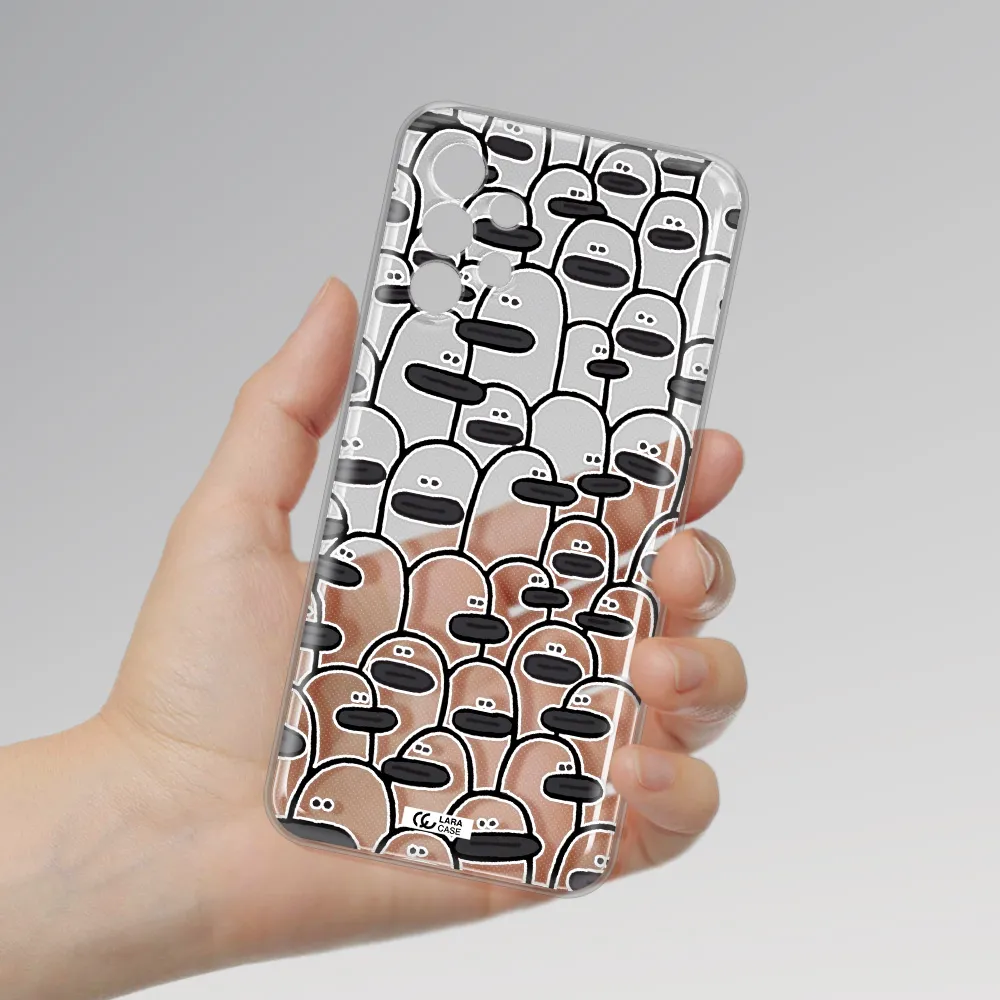 a group of white and black cartoon characters Samsung A13 4g Clear TPU Case