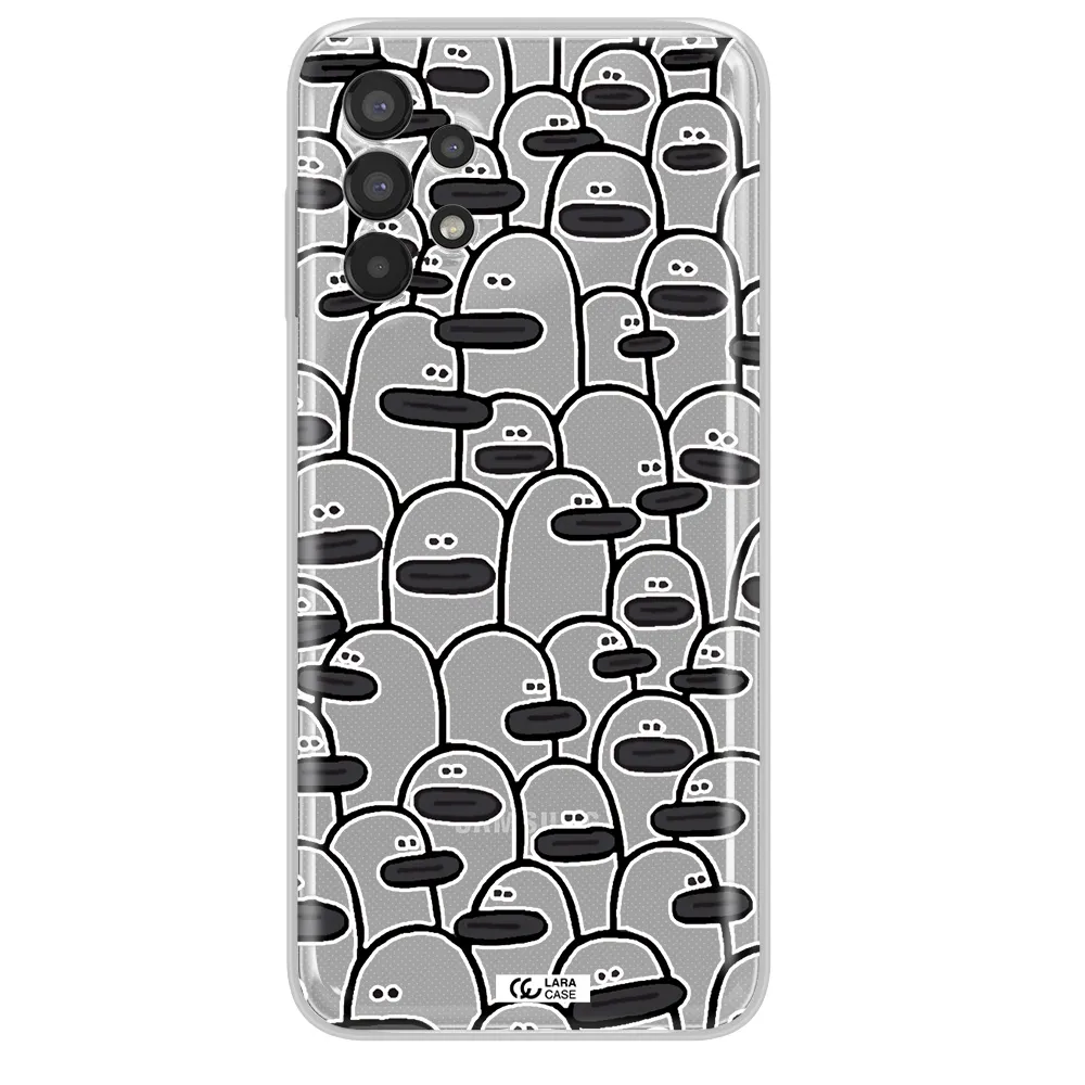 a group of white and black cartoon characters Samsung A13 Clear TPU Case