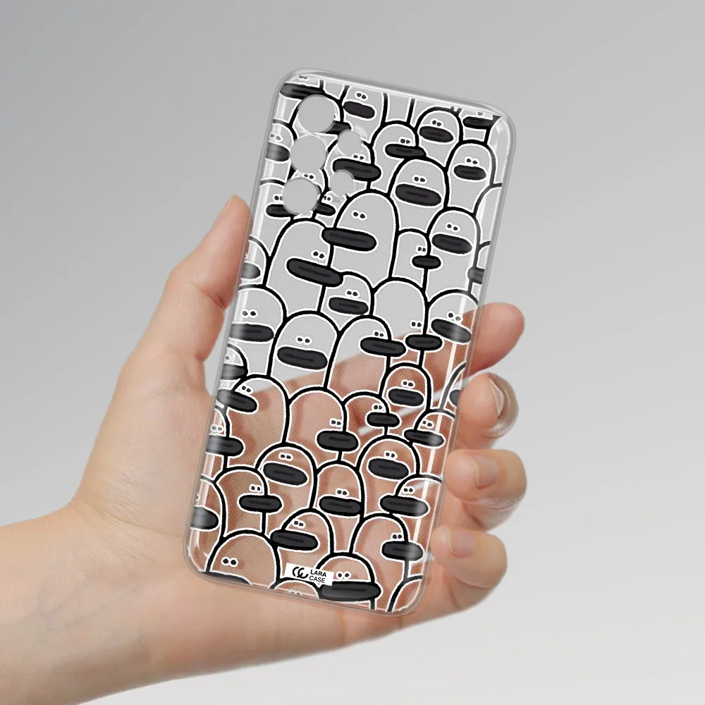a group of white and black cartoon characters Samsung A13 Clear TPU Case