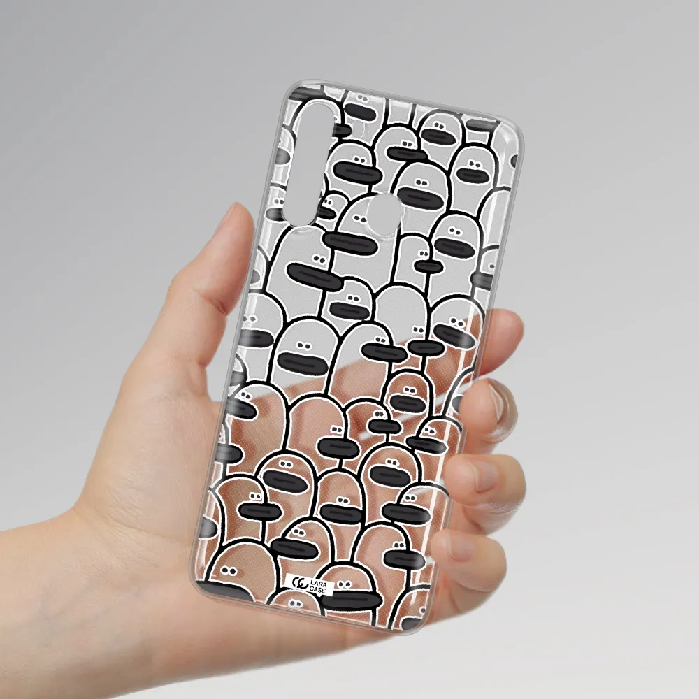 a group of white and black cartoon characters Samsung A21 Clear TPU Case