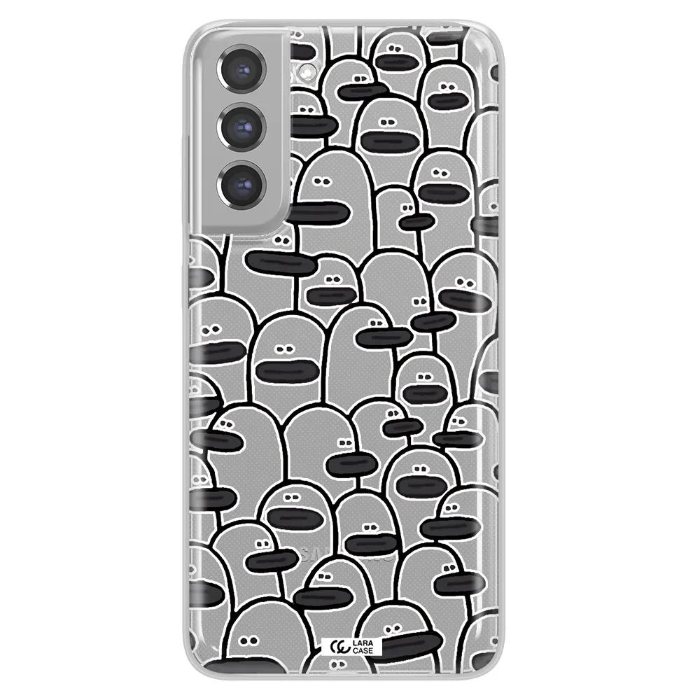 a group of white and black cartoon characters Samsung A21 Fe Clear TPU Case