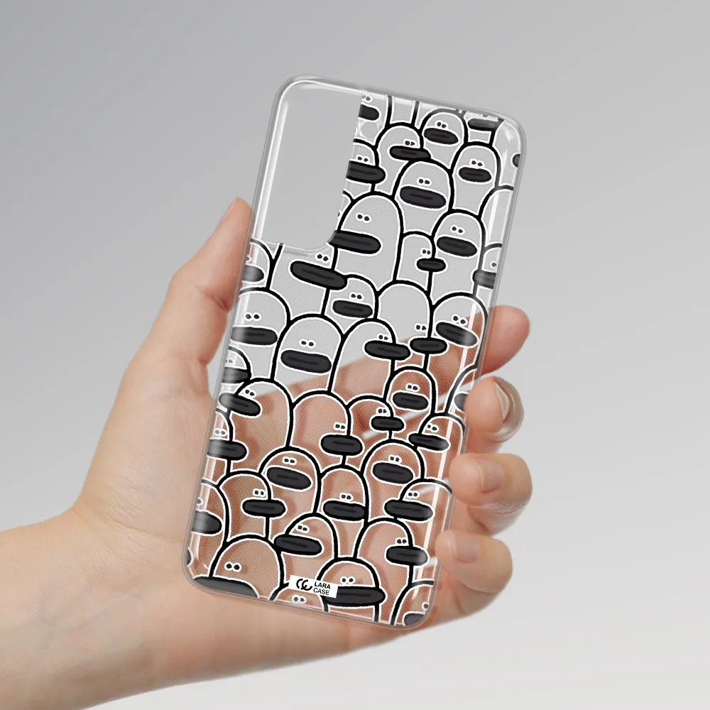 a group of white and black cartoon characters Samsung A21 Fe Clear TPU Case