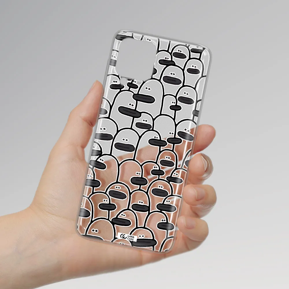 a group of white and black cartoon characters Samsung A22 4g Clear TPU Case