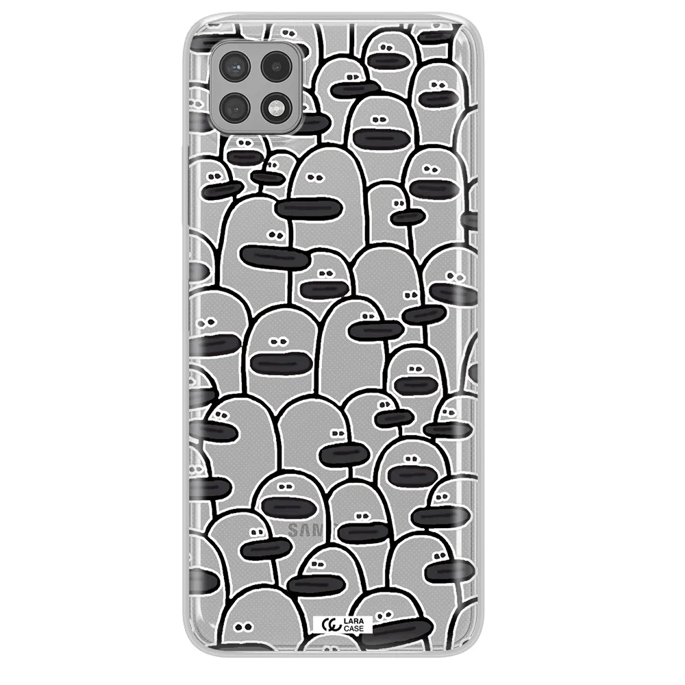 a group of white and black cartoon characters Samsung A22 5g Clear TPU Case