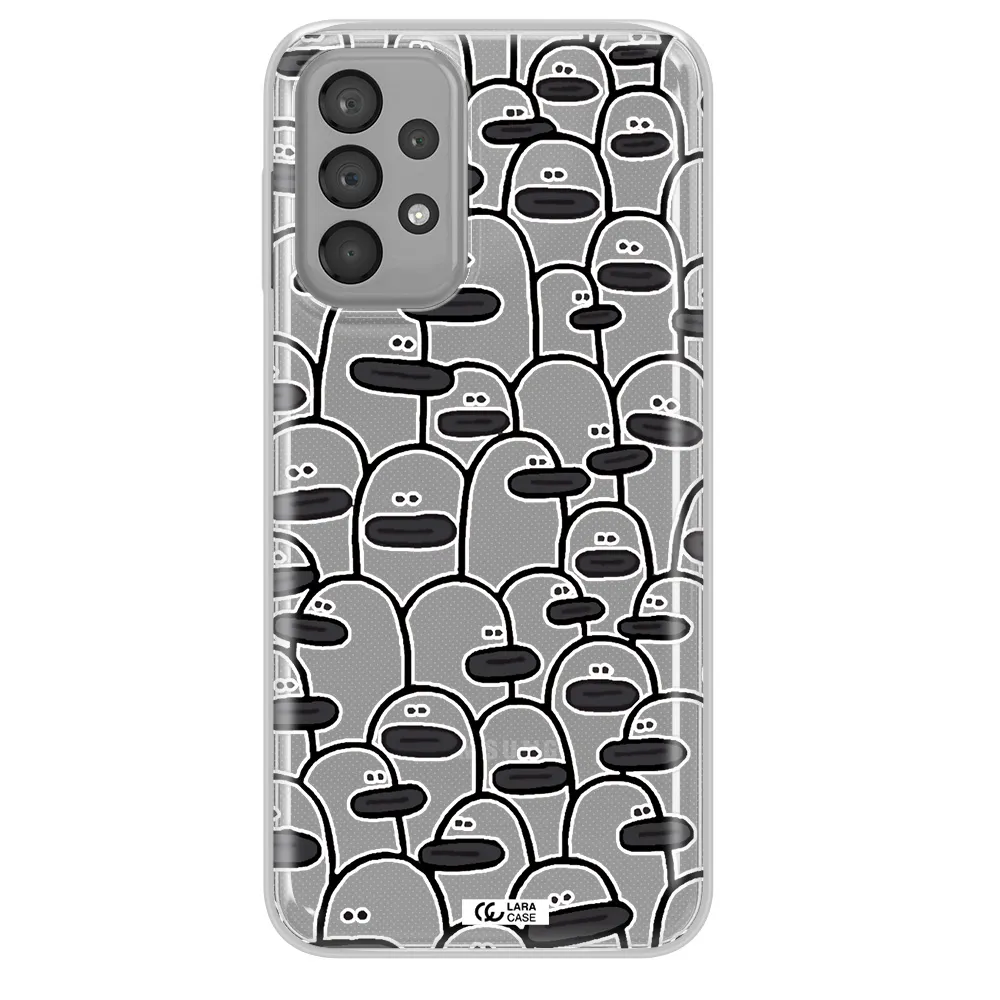 a group of white and black cartoon characters Samsung A23 Clear TPU Case