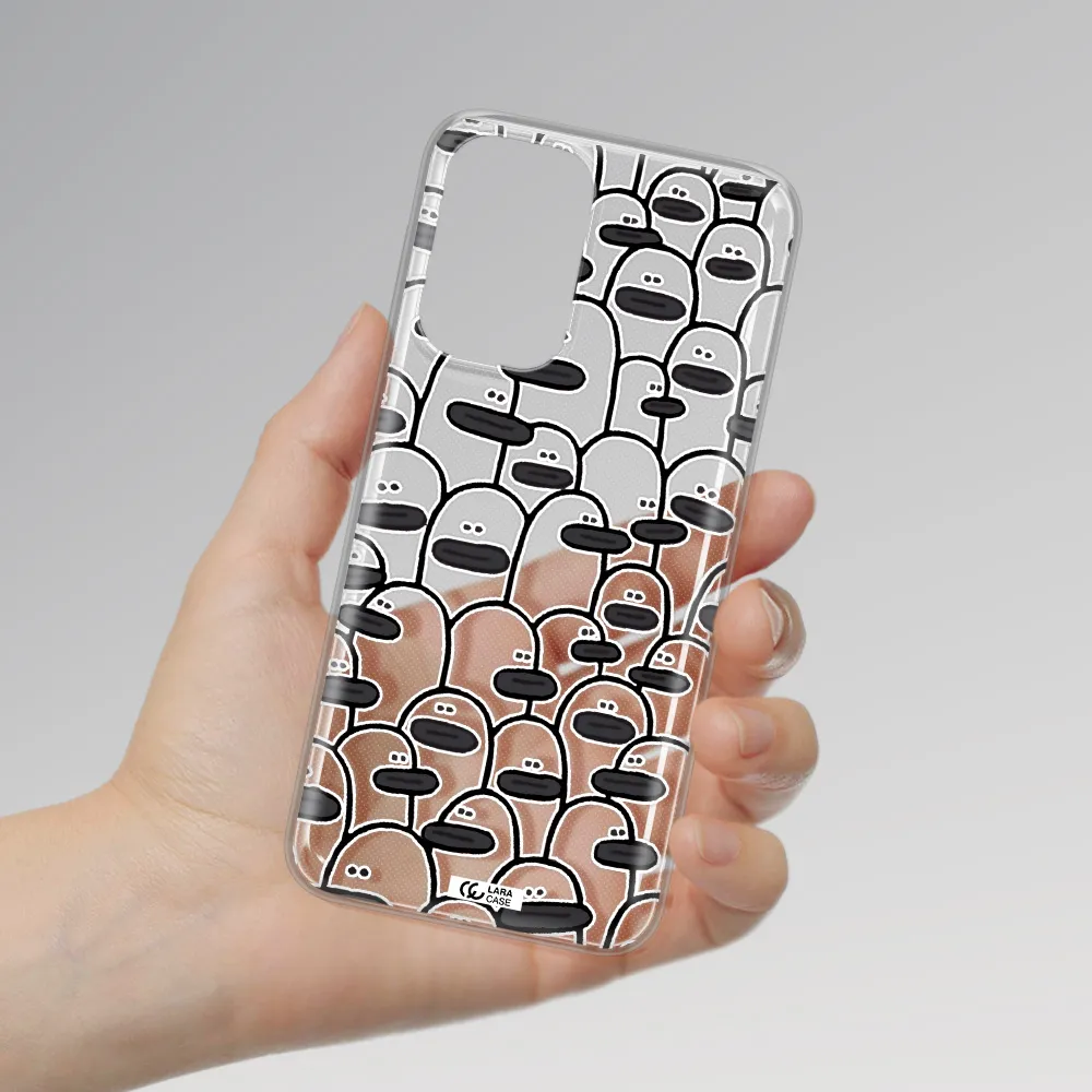 a group of white and black cartoon characters Samsung A33 Clear TPU Case