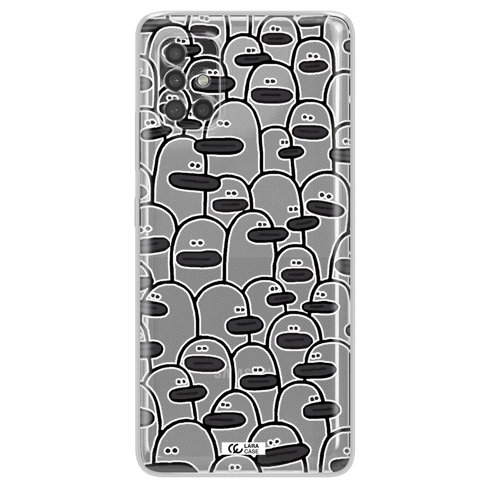 A Group Of White And Black Cartoon Characters Samsung A40S Clear Tpu Case