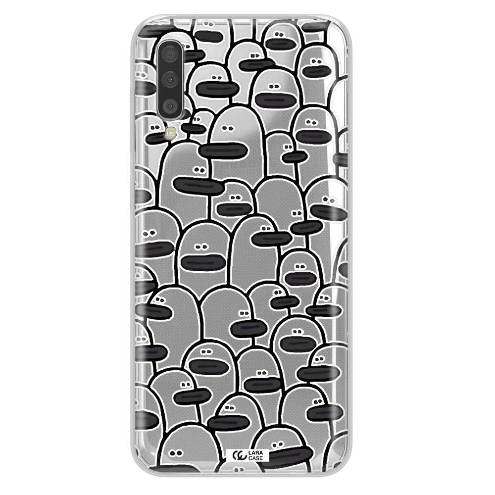 A Group Of White And Black Cartoon Characters Samsung A50S Clear Tpu Case