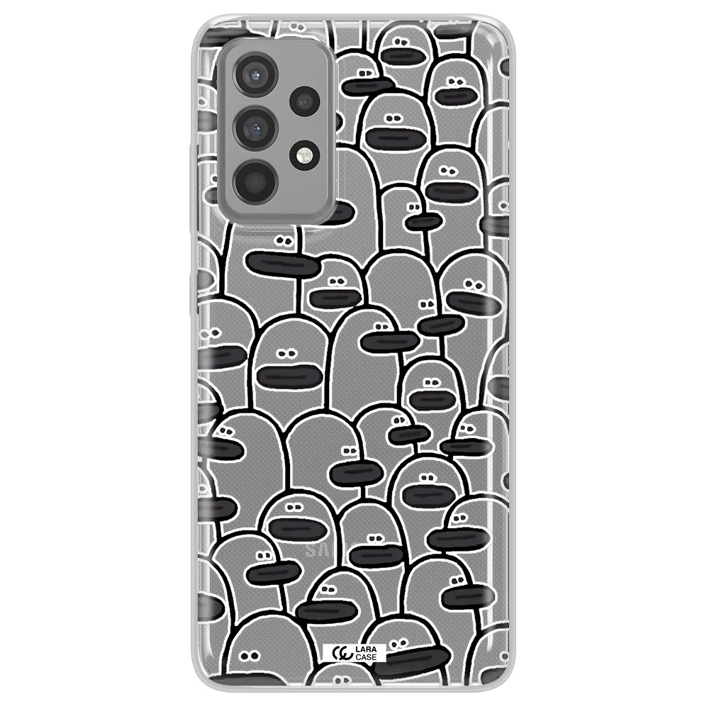 a group of white and black cartoon characters Samsung A52 Clear TPU Case