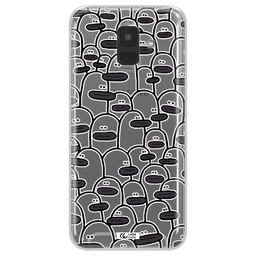 a group of white and black cartoon characters Samsung A6 Clear TPU Case
