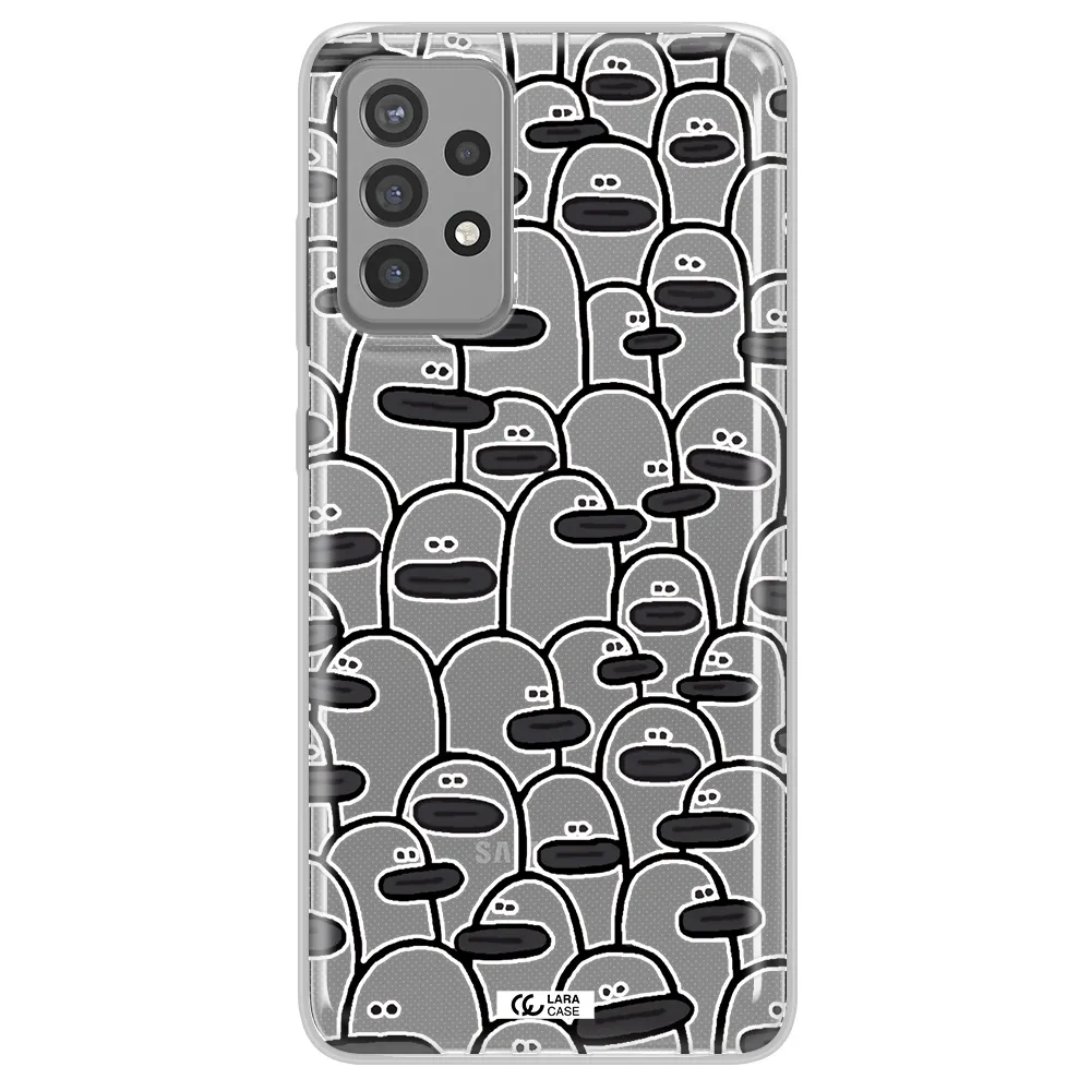 a group of white and black cartoon characters Samsung A72 Clear TPU Case