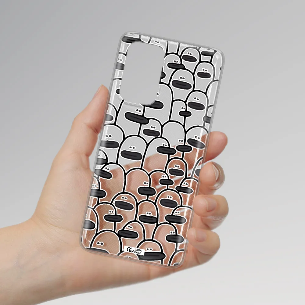 a group of white and black cartoon characters Samsung A73 Clear TPU Case