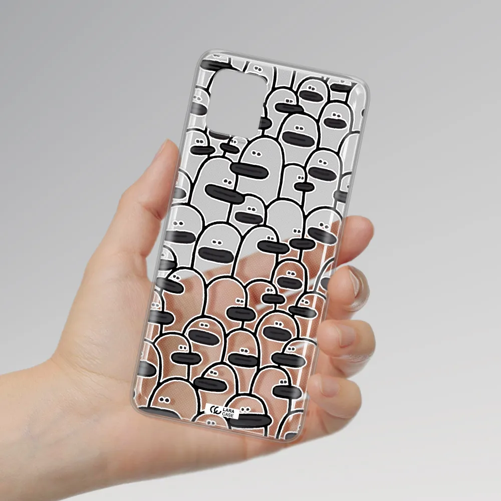 a group of white and black cartoon characters Samsung A81 Clear TPU Case