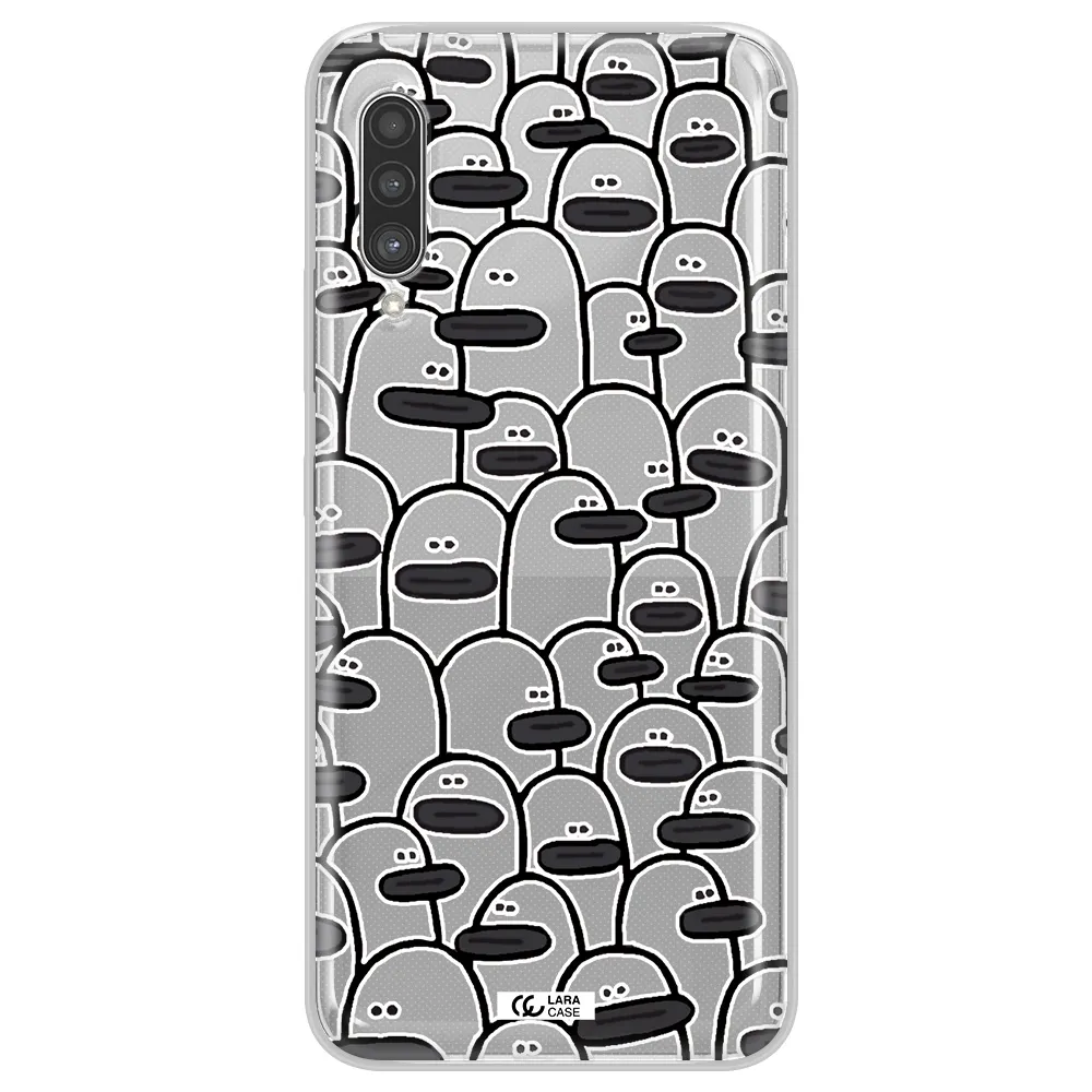 a group of white and black cartoon characters Samsung A90 Clear TPU Case